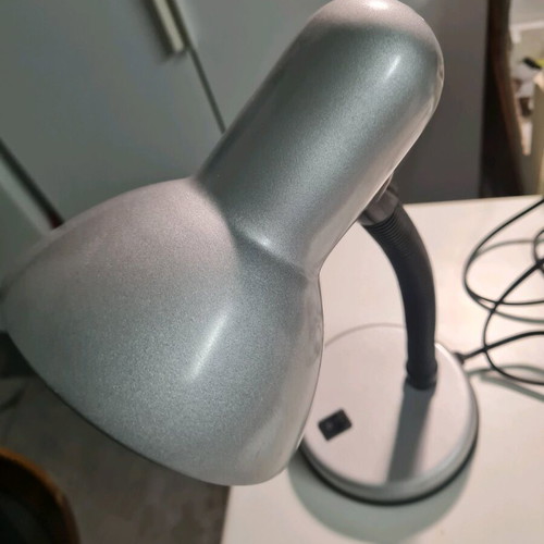 Desk lamp used with flexible arm and switch silver color