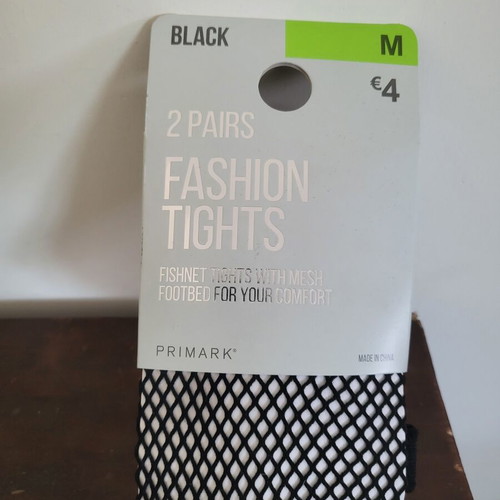Primark Fashion Tights Black Fishnets 2 Pairs New M