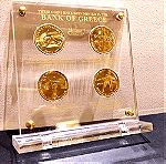 Σετ 4 Χ 100 Δραχμές με Αθλητικά Νομίσματα σε Plexiglass 1997 Στίβος, Μπάσκετ, Άρση βαρών, Πάλη