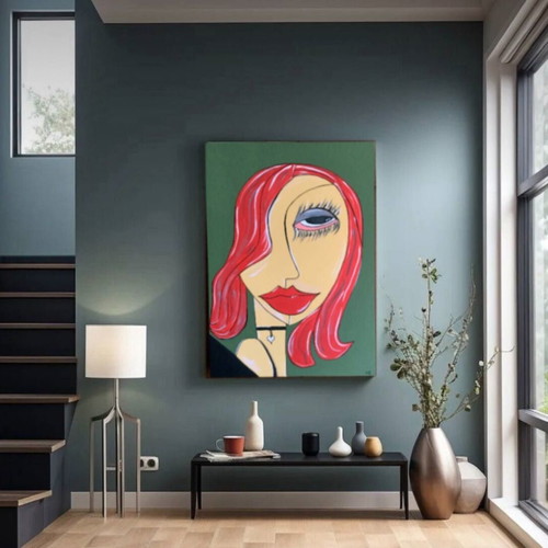 Pop Art Acrylic Painting on Canvas 60x80 cm New, Signed