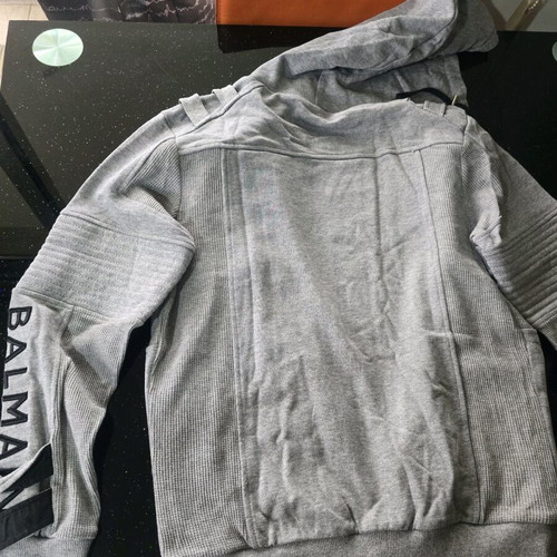 Balmain gray zip-up hoodie like new, size S