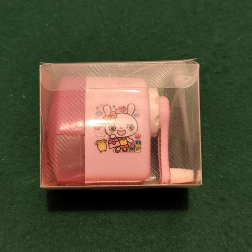 Children's Manual Desk Pencil Sharpener, Pink with Bunny Design