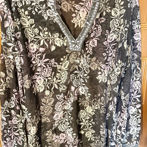 Achilleas Accessories floral transparent tunic used, V-neck, beachwear