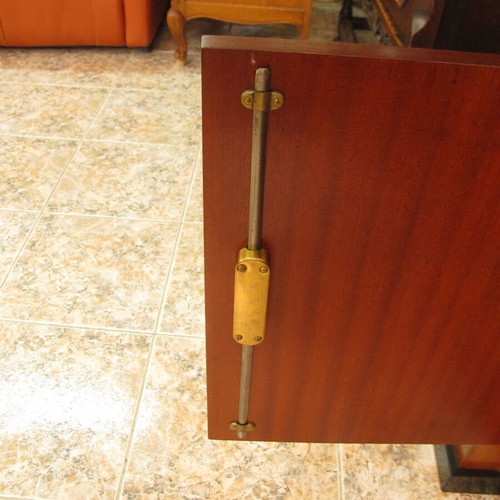 Vintage Belgian Mahogany Display Cabinet with Gilded Bronze and Granite Top, Empire Revival