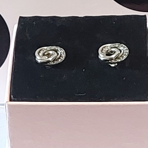 Pandora earrings new with three intertwined circles and cubic zirconia