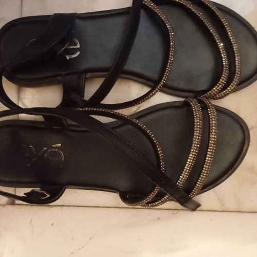 Women's summer sandals like new, black with rhinestones, size 37