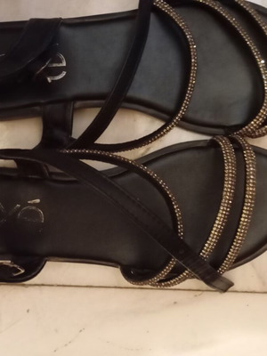 Women's summer sandals like new, black with rhinestones, size 37
