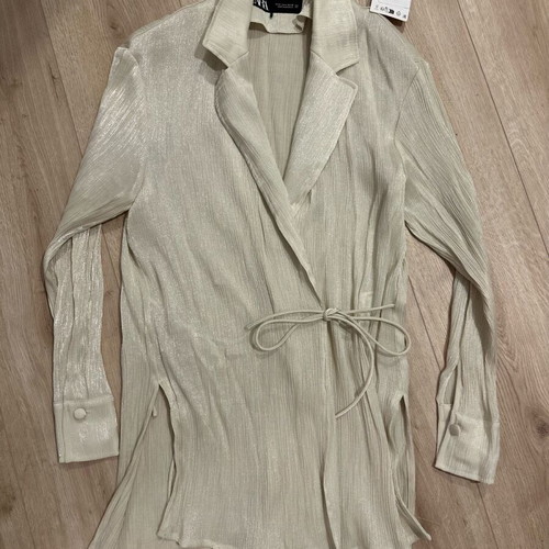 Zara blazer kimono new, satin beige with crinkled texture