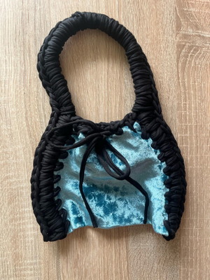 Handmade handbag like new, black and turquoise