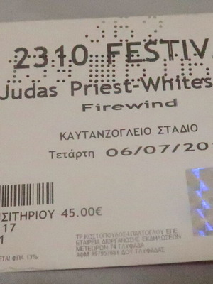 Judas Priest Whitesnake Firewind concert ticket used