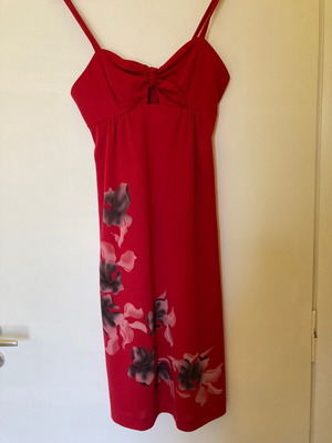 USA dress used red midi vintage with floral design