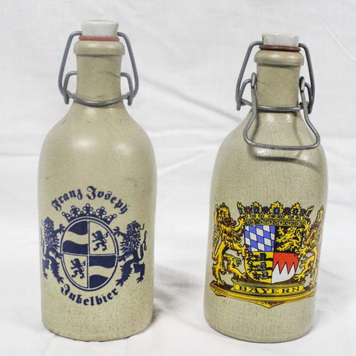 Old German beer bottles with porcelain cap used, pack of two