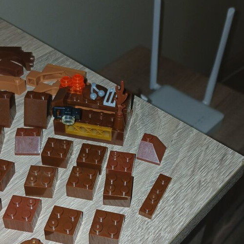 Brown building blocks, like new