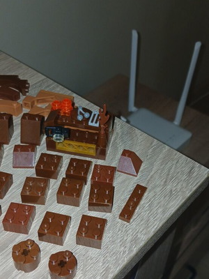 Brown building blocks, like new