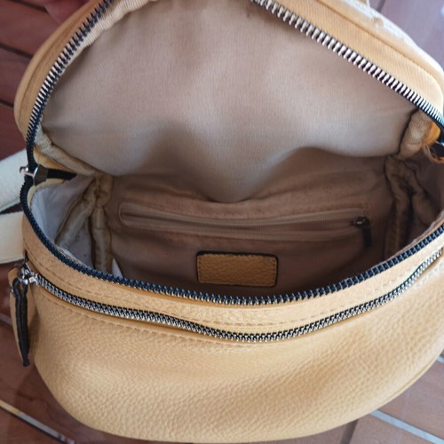 Yellow crossbody belt bag with adjustable strap