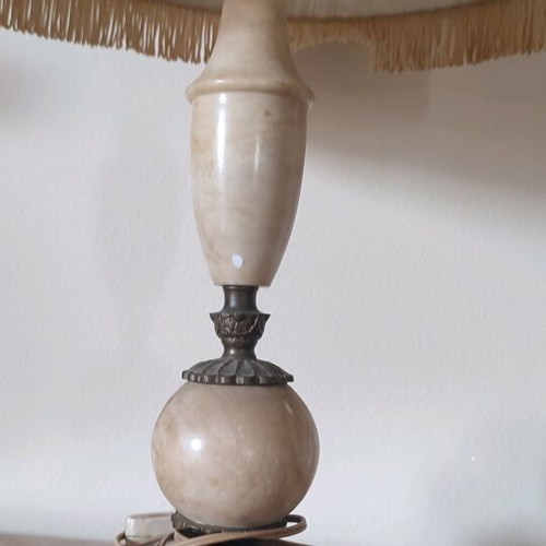 Vintage table lamp from alabaster with lampshade