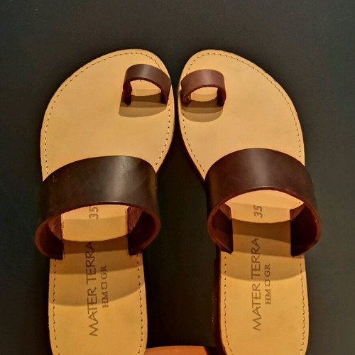 Handmade leather unisex children's sandals like new, size 35