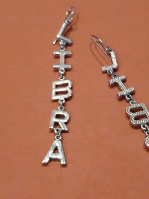 Dangling earrings with the word LIBRA (Zodiac)
