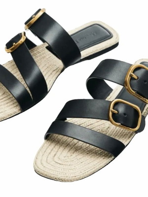 Massimo Dutti raffia and leather slides size 37 like new