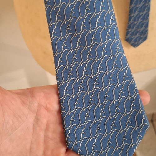 Hermes vintage silk blue tie