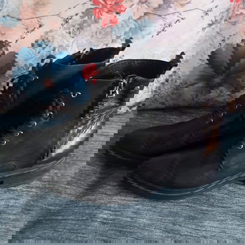 Γυναικεία μποτάκια μπόικερ από δέρμα "NUDE" σαν καινούργια, μαύρα