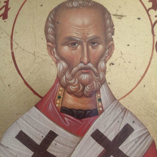Saint Nicholas icon used, painted on wood 24x19x2 cm