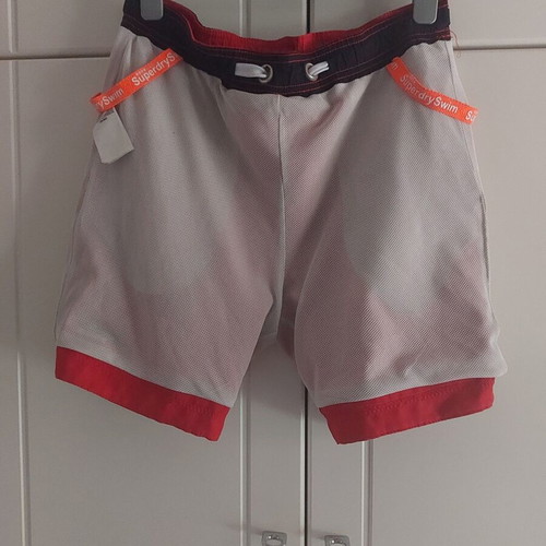 Superdry swim shorts size S like new, red, elastic waist