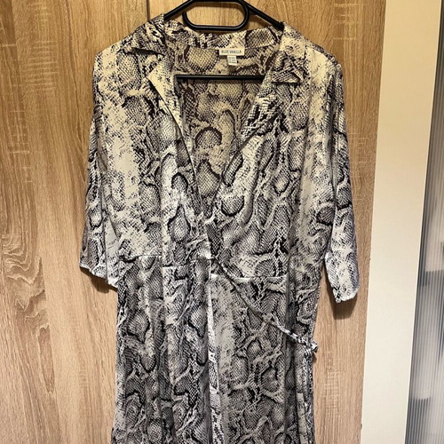 Blue Vanilla dress satin texture leopard print new No 42 L
