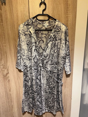 Blue Vanilla dress satin texture leopard print new No 42 L