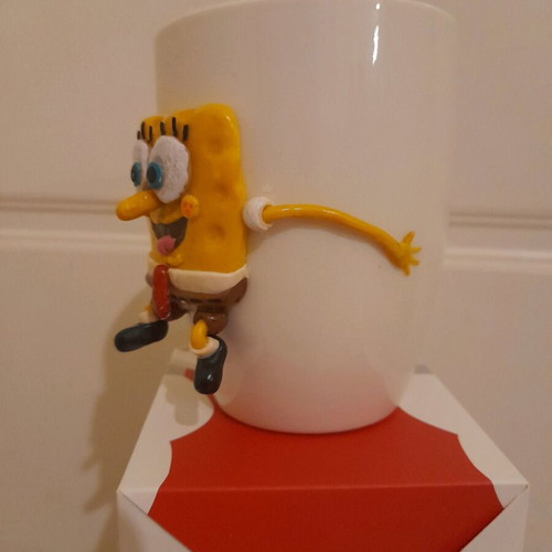 Mug decorated with polymer clay new