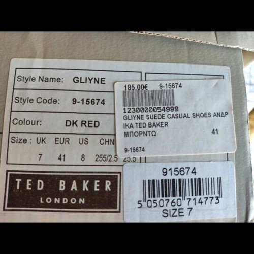 Unisex suede shoes Ted Baker new, size 41, maroon with blue laces