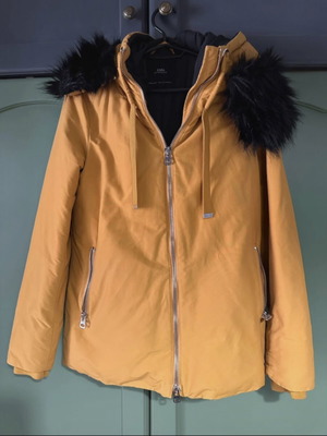 ZARA Mustard Parka Jacket Like New XS/S with Quilted Lining