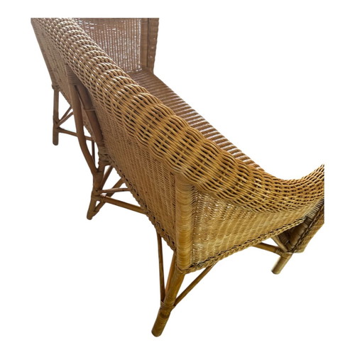 Outdoor garden furniture set with sofa, 3 armchairs and glass table