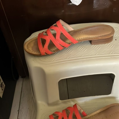 Slippers used, size 37, brown and orange platform sandals