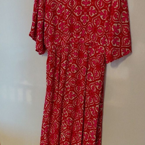 Shoeby dress L used, red pink asymmetrical hem