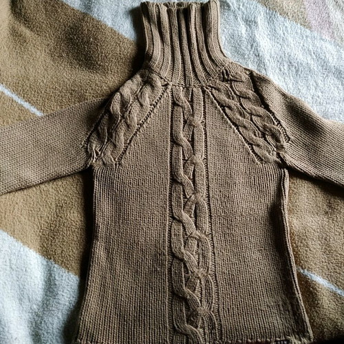 Wool turtleneck sweater used, brown, size S/M