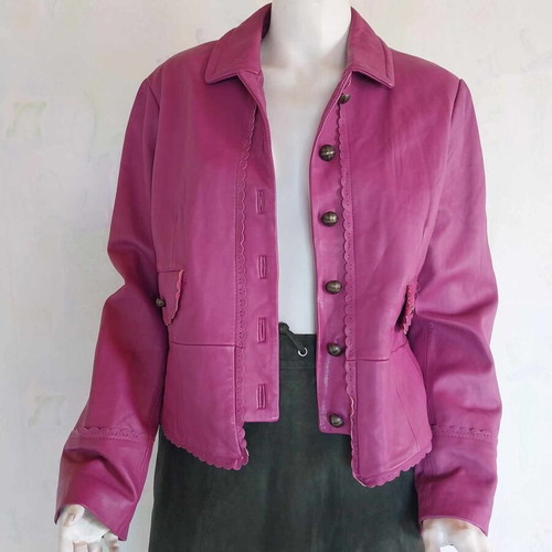 Vintage purple leather jacket Tintoretto used, size L