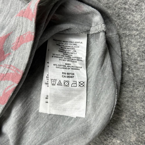 Columbia women's M grey pink print birds scoop neck casual outdoor shirt