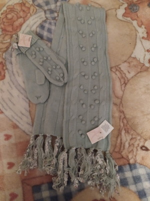 Accessorize scarf and gloves set new, turquoise, kids 6-8 years