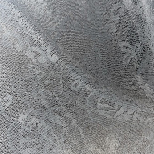 White vintage lace curtain with fringes