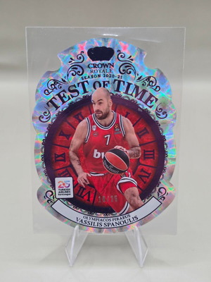 Panini Crown Royale EuroLeague 2024-25 Vassilis Spanoulis Test of Time Purple Prizm #12 /25