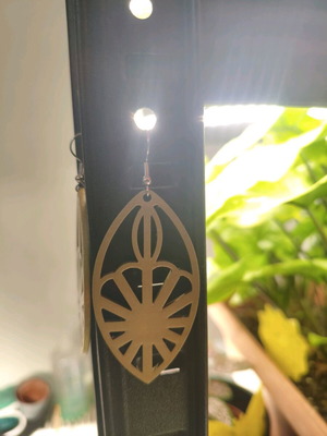 Handmade earrings from 3D printed printer, gold color, new