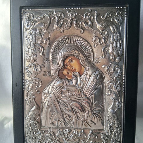 Silver icon of Panagia 950 grade, like new, 23×17cm