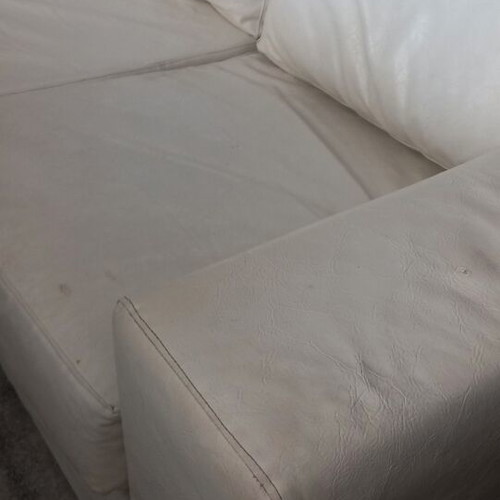 Two-seater sofa used, white eco leather