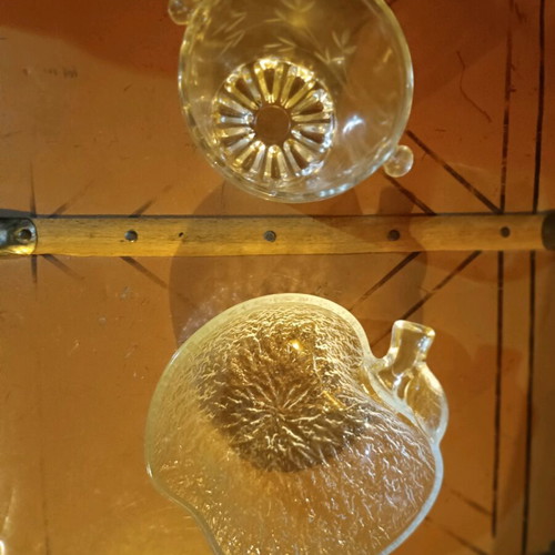 Carved salad bowl and ice bucket with integrated decoration like new