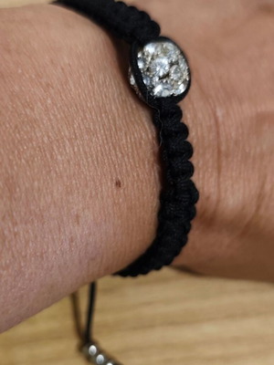 Macrame bracelet with crystal Shamballa ball new, black cord