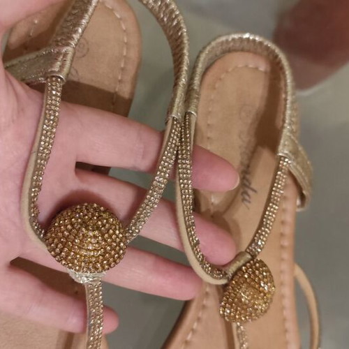 Flat sandals gold color size 39 used