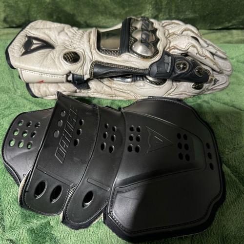 Dainese Full Metal Titanium gloves used with neck protector