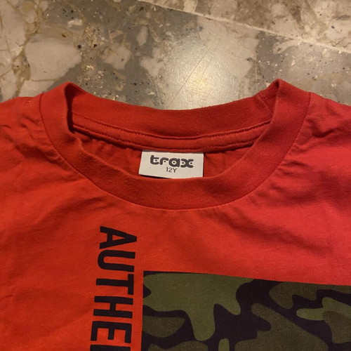 Trax boys' t-shirt set like new, size 12, blue and red