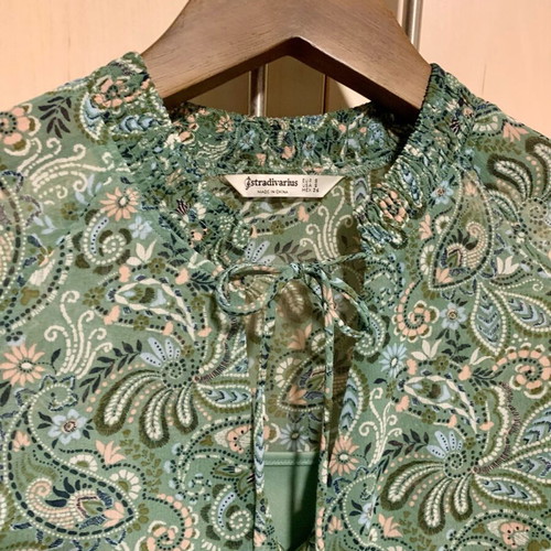 Stradivarius boho dress like new, green multicolor, size M